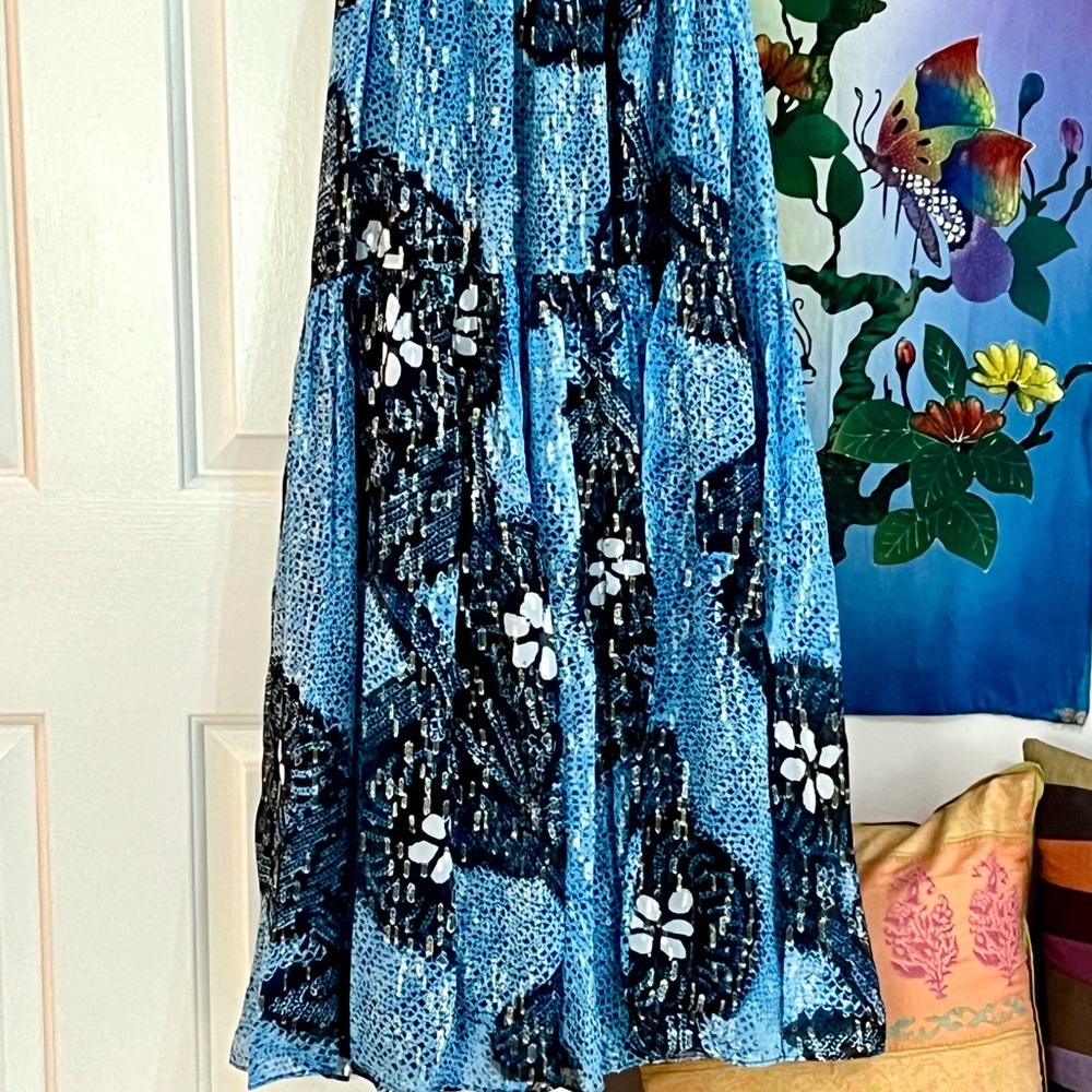 🌺🎉HP🎉🌺 NWT Ulla Johnson Adora Silk Chiffon Midi Dress Sky - Picture 16 of 17